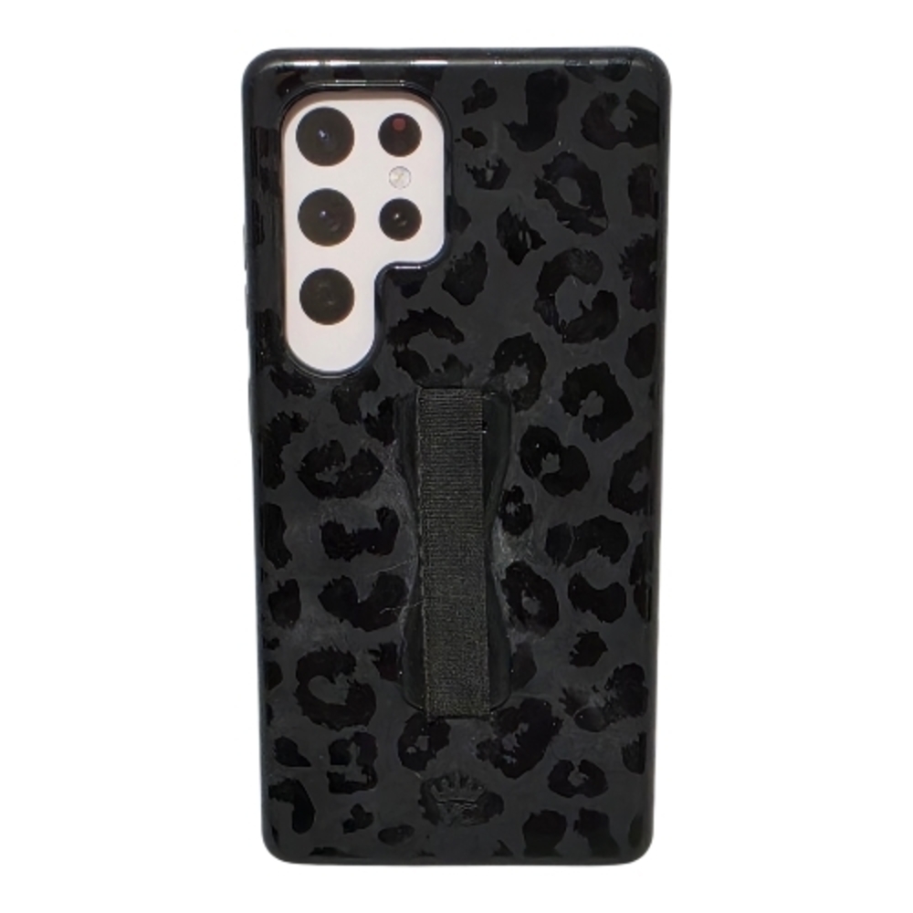 Velvet Caviar Black Leopard Phone Case with Hand Strap - Samsung S25 Ultra